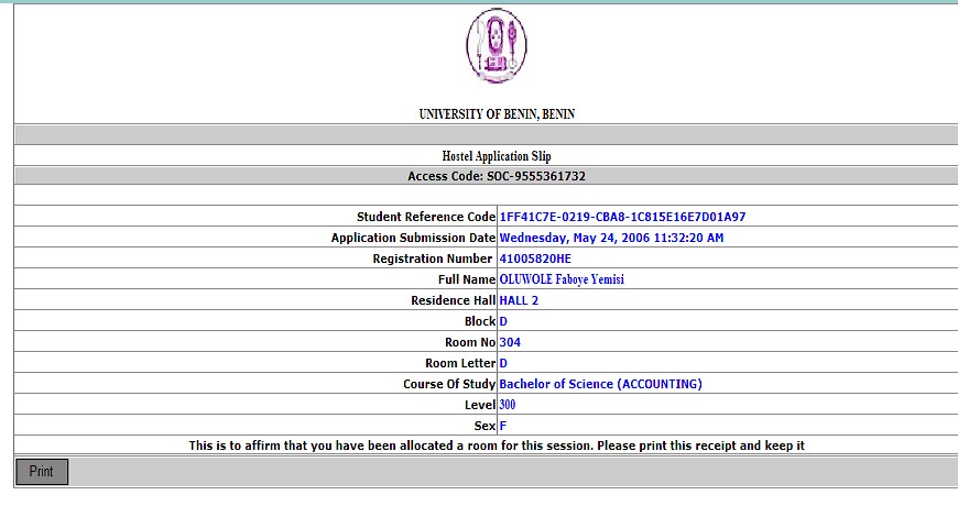 WAeUP_Doc/OldDocumentation/Examples/HostelAllocationSlip.jpg